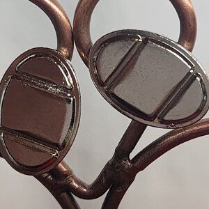 Minimalist Silver Tone Vintage Oval Disk Two Grooved Dressy Adjustable Cufflinks